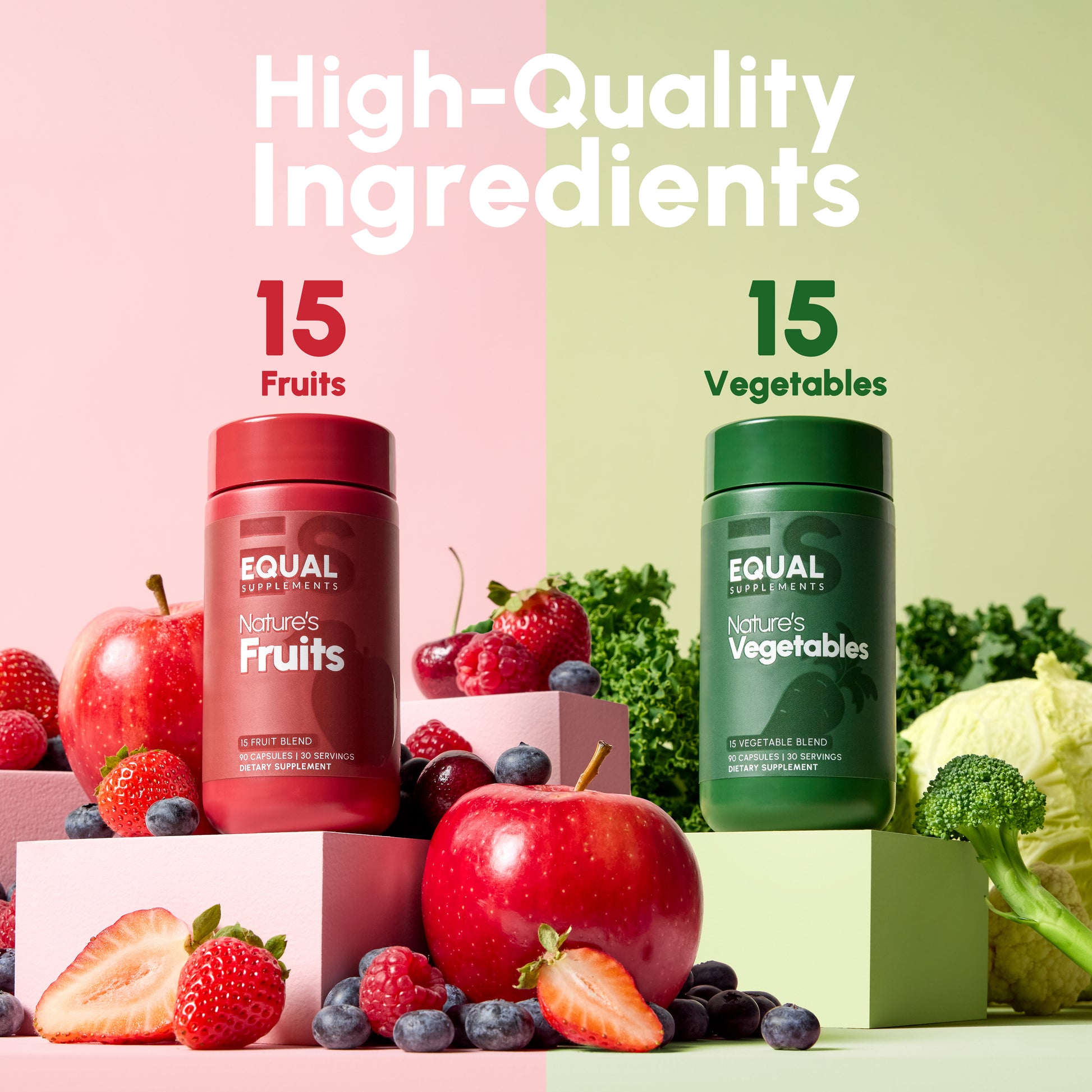 Equal Supplements Nature’s Fruits & Vegetables – whole food fruit & veggie capsules, Balance of Nature fruit blend alternative, natural antioxidant supplement