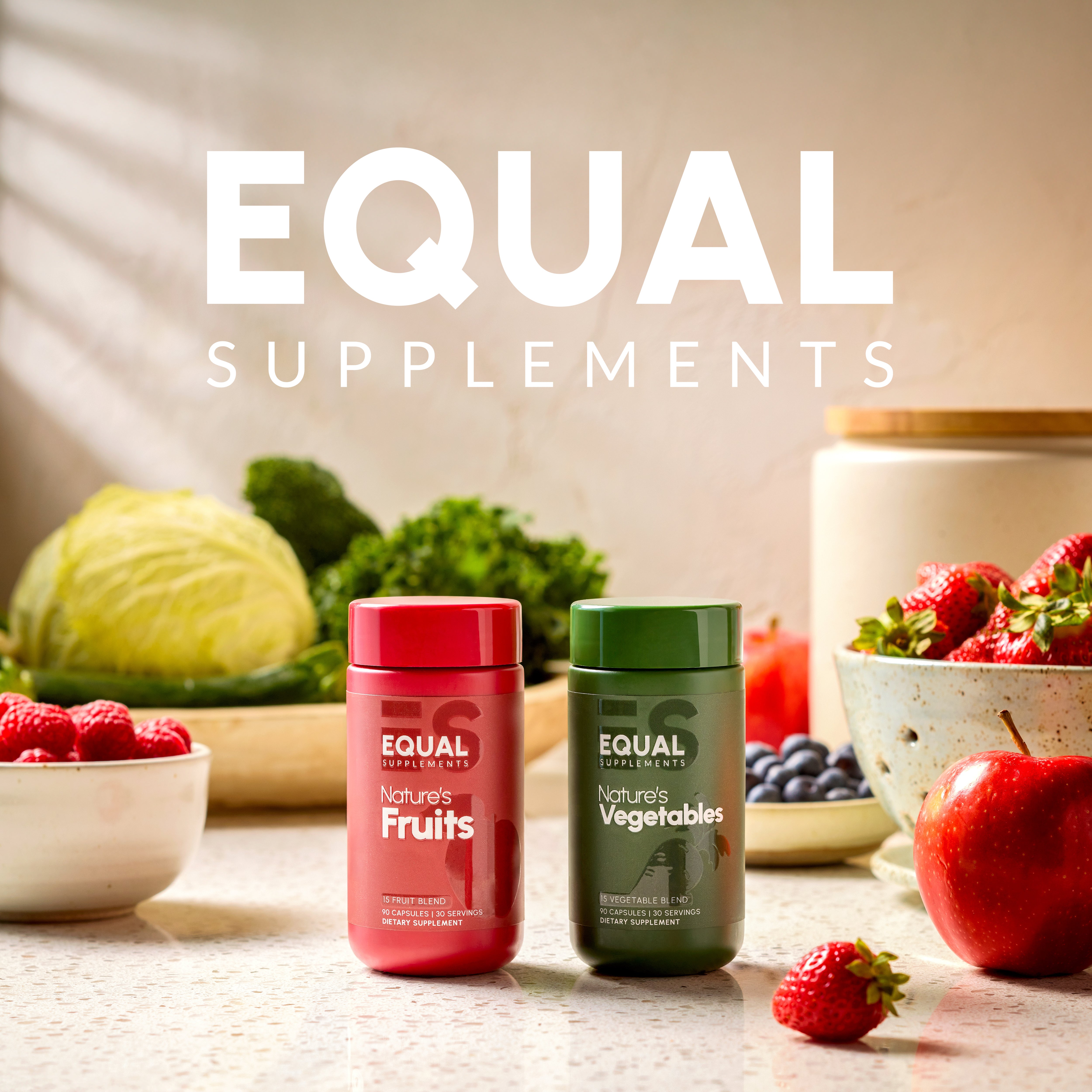 Equal Supplements – premium plant-based fruit and vegetable supplement brand, Balance of Nature alternative, whole food daily nutrition