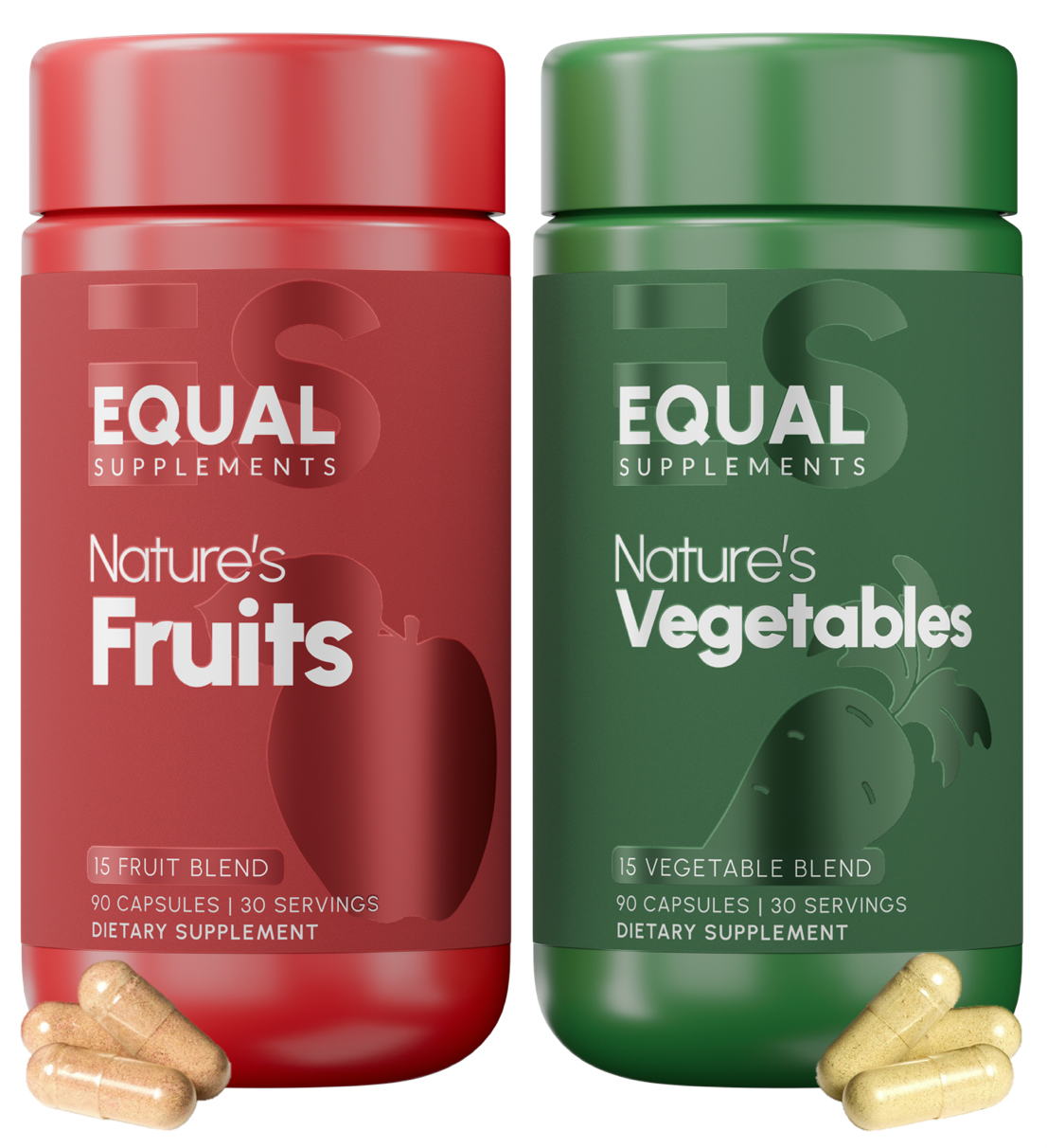 Equal Supplements Nature’s Fruits & Vegetables bundle – premium fruit and vegetable capsules, Balance of Nature alternative, plant-based daily nutrition